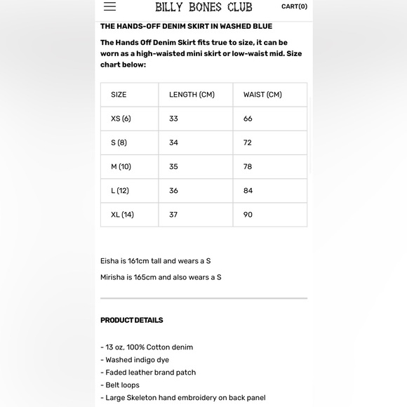 NWT Billy Bones Club LE Denim Skeleton Hand Mini Skirt - Picture 5 of 5